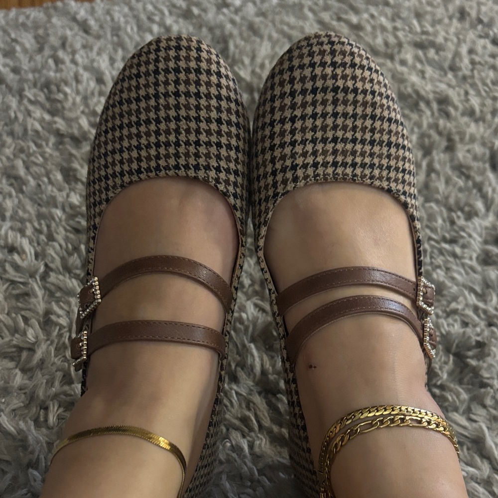 Corkys Houndstooth Double Strap Flats